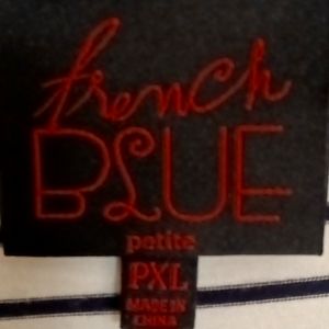FINAL PRICE rench BLUE blue&white striped blouse w floral print l/s Size PXL